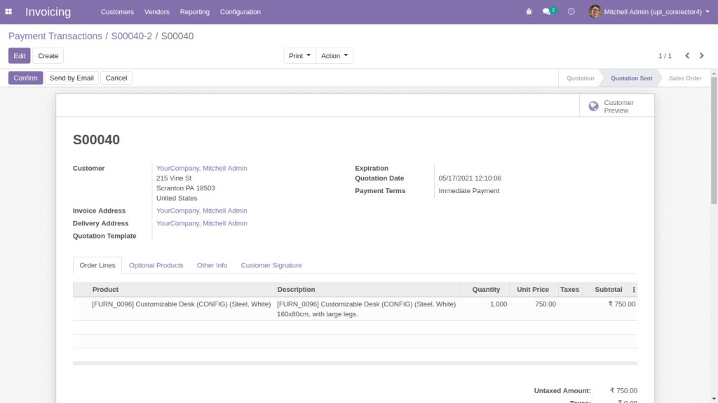 Odoo Unified Payment interface UPI Payment Gateway (Gpay, Paytm ...