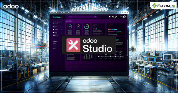 What pre-built widgets and components in Odoo Studio are best suited for manufacturing dashboards?